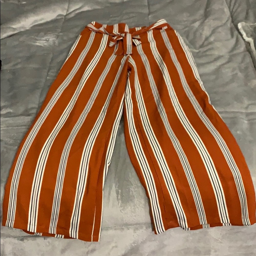 Orange Striped Dress Pants